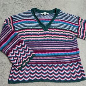 The Pioneer Woman knit V-Neck Sweater - Vibrant Stripes size M